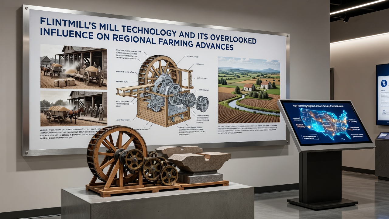 Detailed view of mill gearing and grinding apparatus linked to regional farm applications