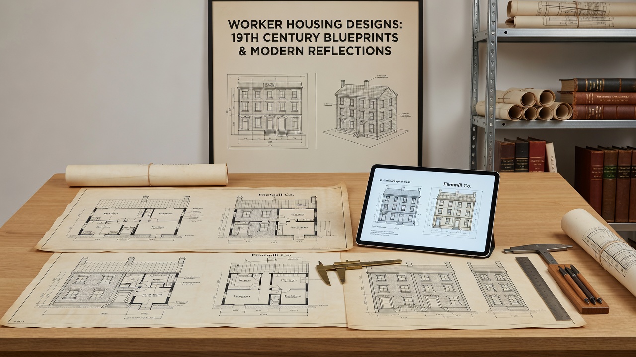 Detailed section of a 19th century Flintmill blueprint highlighting sanitation and ventilation features